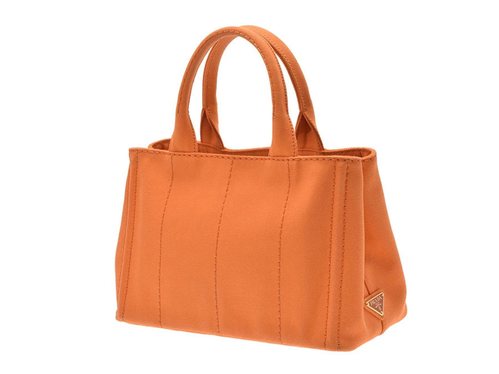 Prada Orange Canapa Canvas Bag Tote Strap Orange